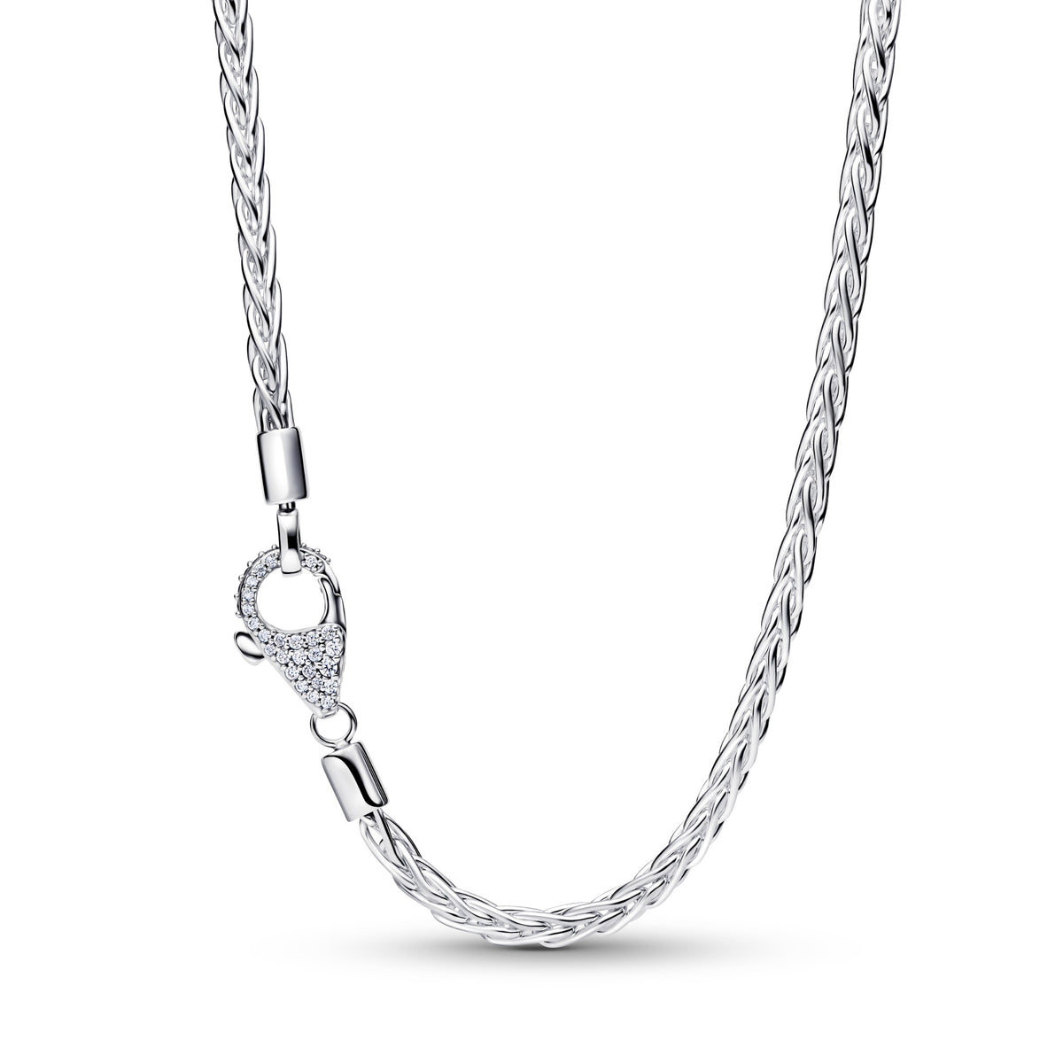 Pandora Pavé Sluiting Foxtail Halsketting met Bedel zilver