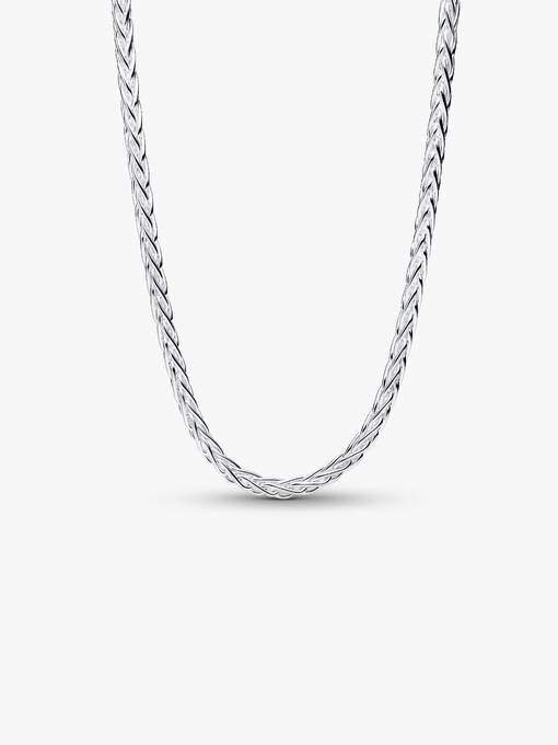 Pandora Pavé Sluiting Foxtail Halsketting met Bedel zilver - 394463C01