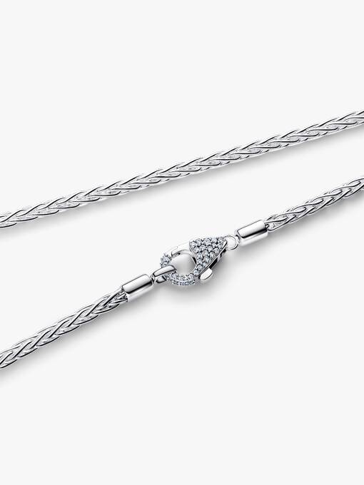 Pandora Pavé Sluiting Foxtail Halsketting met Bedel zilver - 394463C01