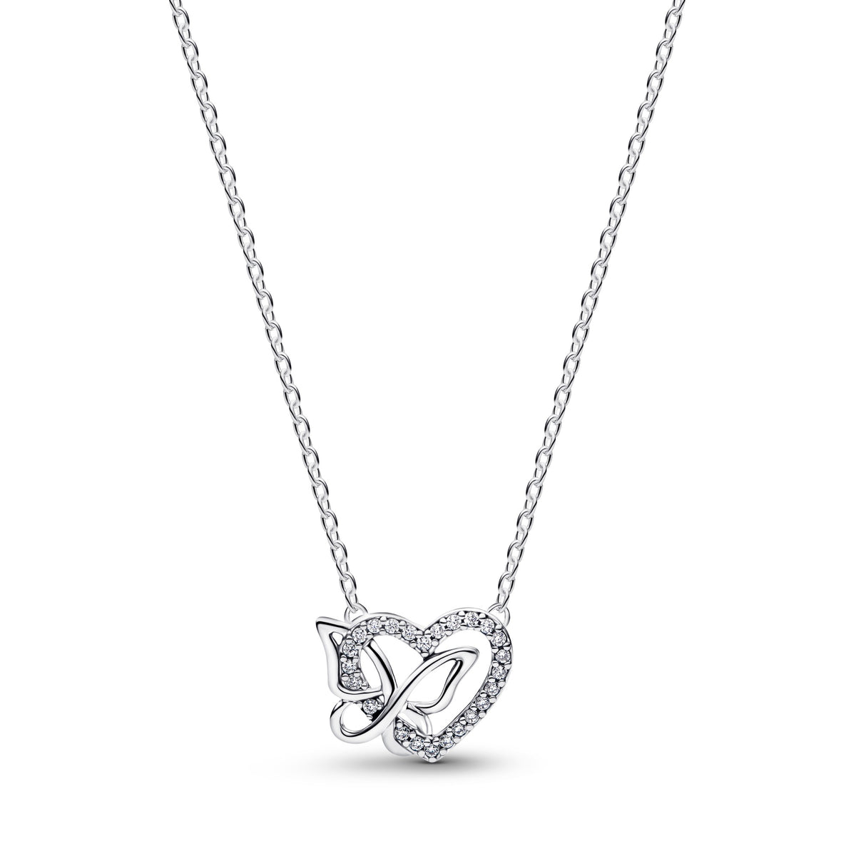Pandora Verstrengeld Hart & Vlinder Ketting met Hanger zilver