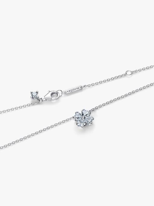 Pandora Sprankelend Klavertjevier Ketting met Hanger zilver - 394502C01