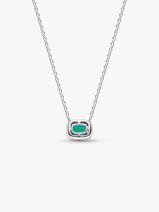 Pandora Rechthoekige Sprankelende Halo Halsketting zilver - 394503C01