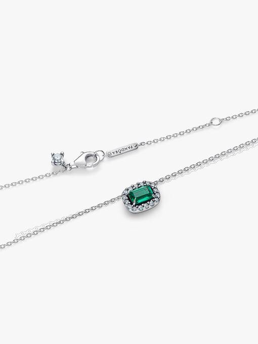Pandora Rechthoekige Sprankelende Halo Halsketting zilver - 394503C01