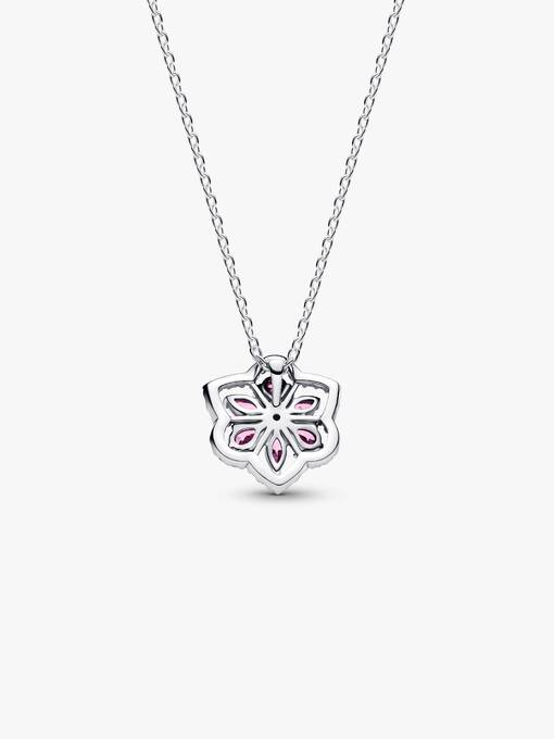 Pandora Sprankelende Roze Herbarium Bloem Ketting met Hanger zilver - 394576C01