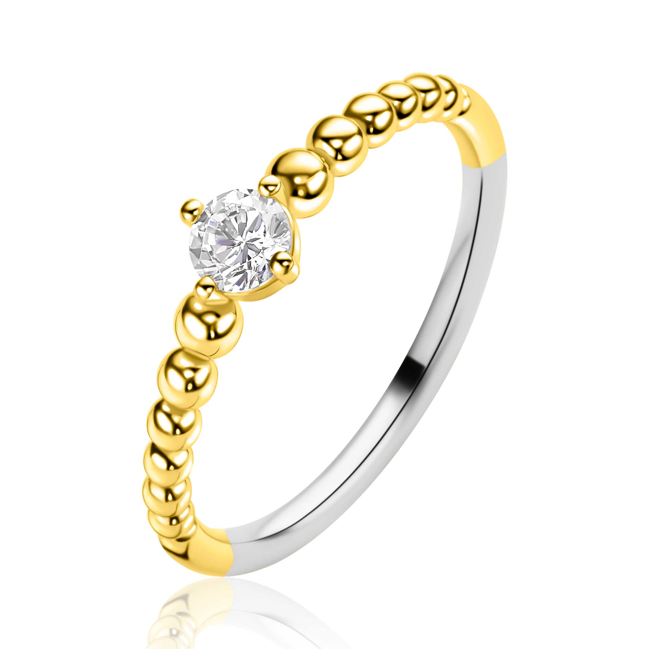ZINZI Verguld Zilveren Ring met Witte Zirkonia - ZIR2816