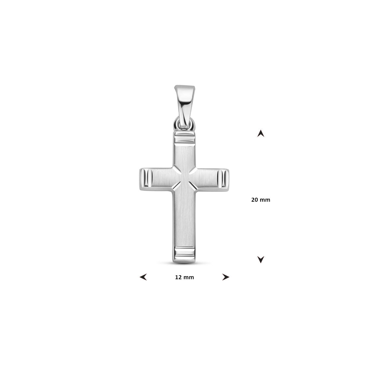 Fantasy Collection Hanger kruis poli/mat gediamanteerd 20 mm zilver