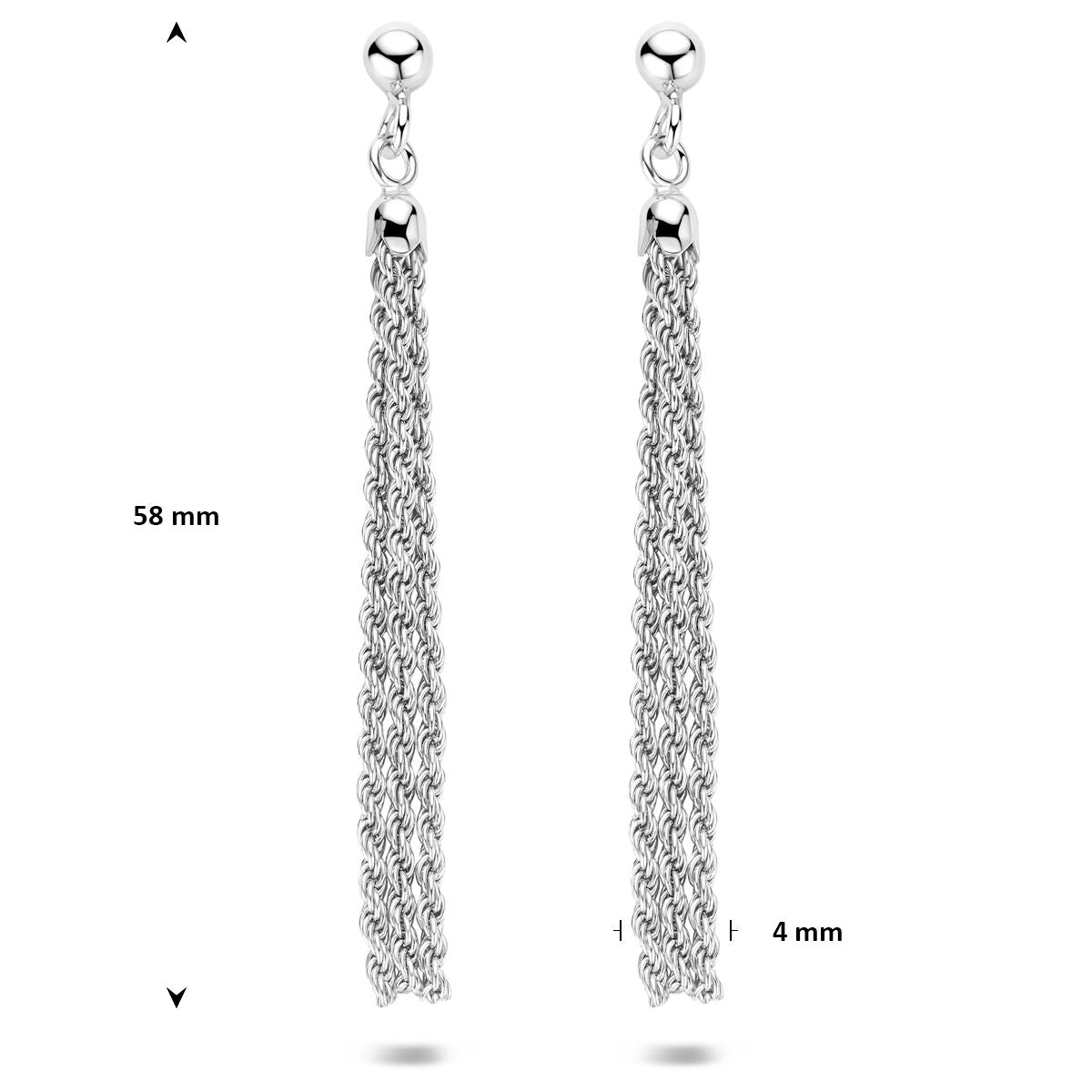 Fantasy Collection Hangende oorbellen schakel 58 mm zilver