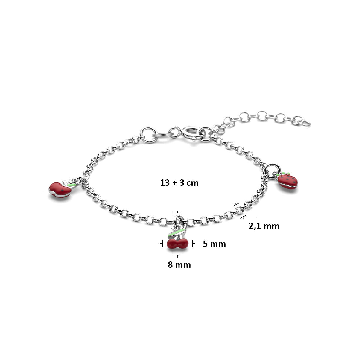 Fantasy Collection Armband emaille fruit 13 + 3 cm zilver
