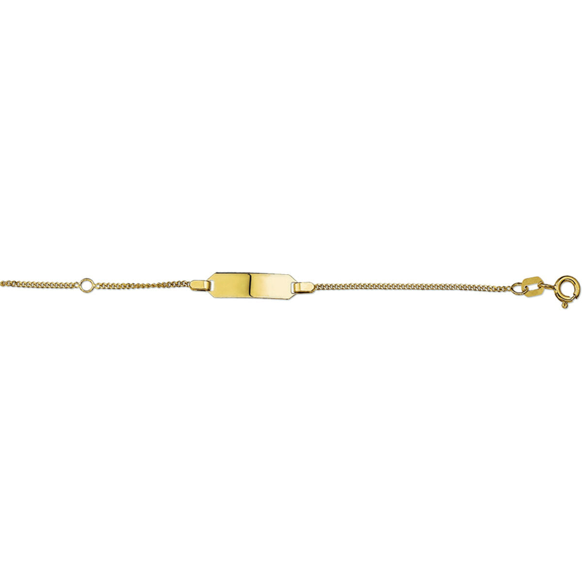 Fantasy Collection Graveerarmband gourmette 4 zijdes geslepen plaat 5 mm 14K geelgoud