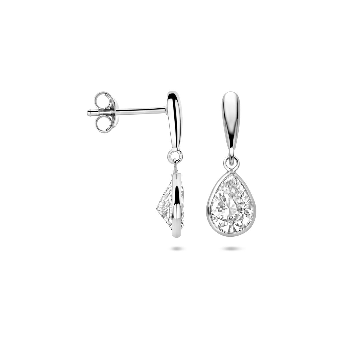 Zilveren gerhodineerde oorhangers druppel zirkonia 20 mm - 1341723