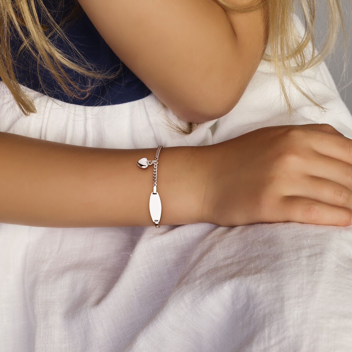 Fantasy Collection Graveerarmband hartje 11 - 13 cm zilver