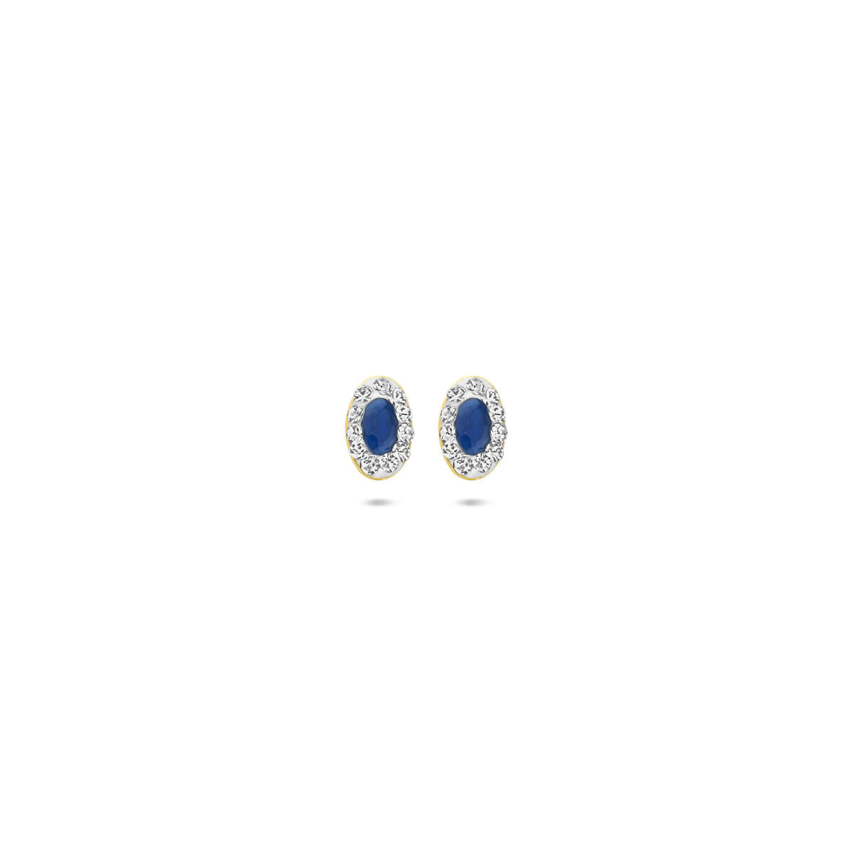 Fantasy Collection Oorbellen synth. swarovski en saffier 5,5 mm 14K geelgoud