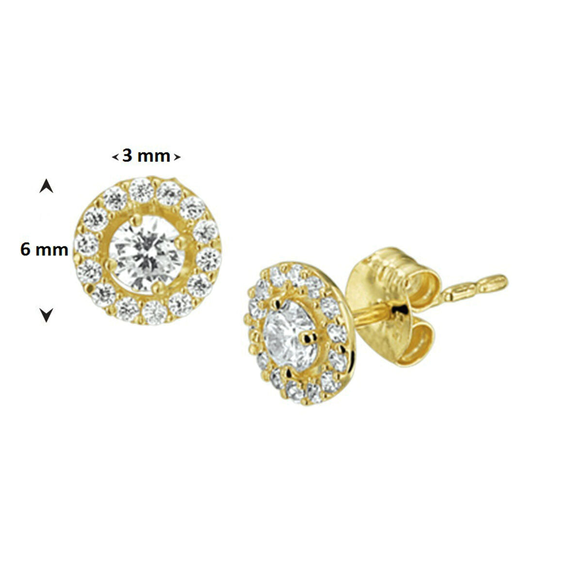 Fantasy Collection Oorbellen zirkonia halo 14K geelgoud