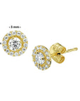 14K Geelgoud Oorknoppen Zirkonia Halo 4019163