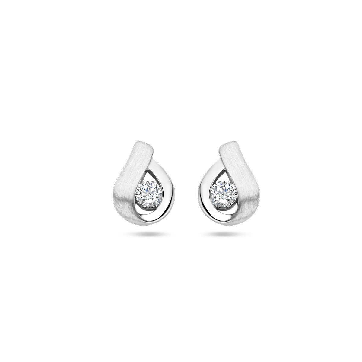 Fantasy Collection Oorbellen zirkonia poli/mat zilver