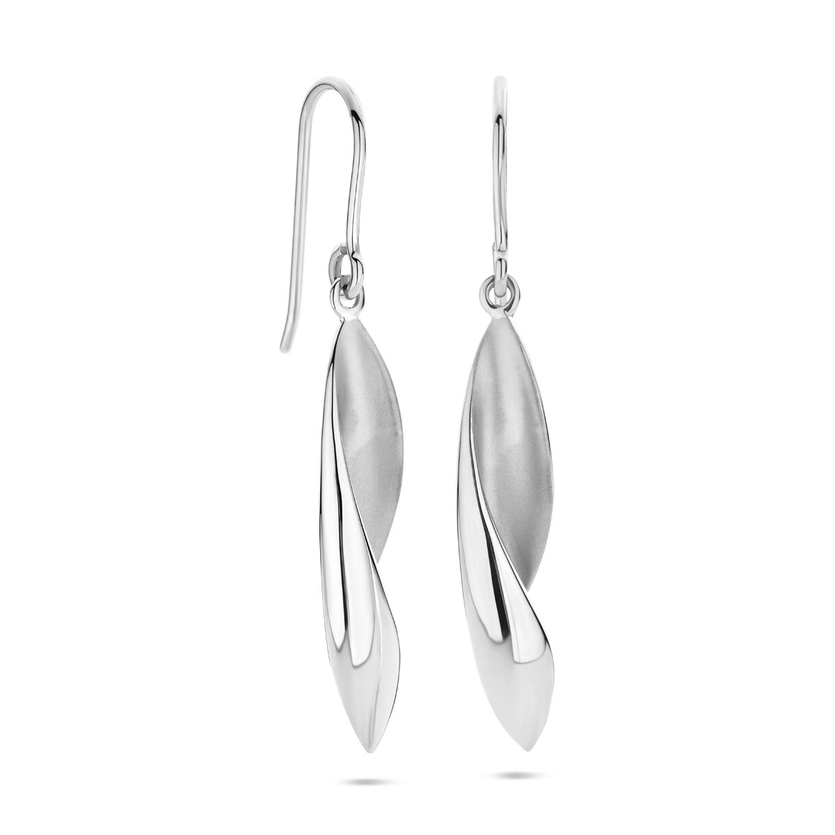Fantasy Collection Hangende oorbellen franse haak poli/mat 33 mm zilver