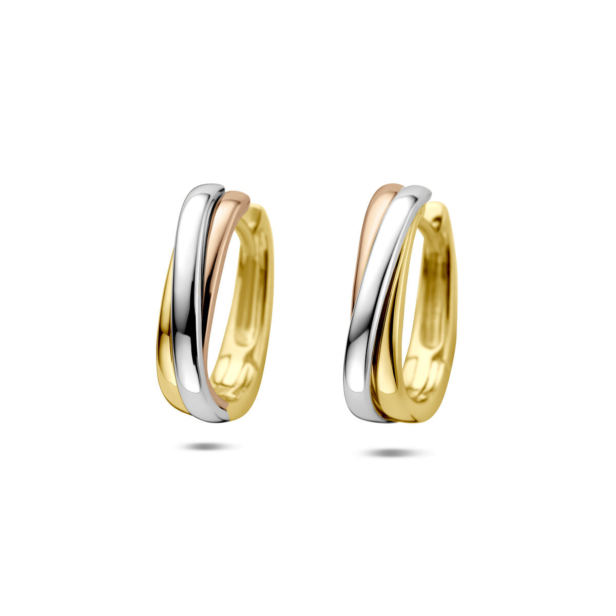 14K tricolor gouden klapoorringen 15,5 mm - 4300619