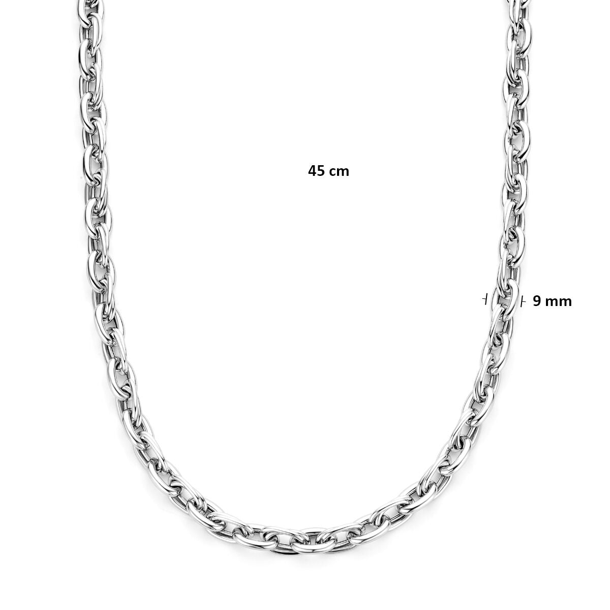Fantasy Collection Collier 9 mm 45 cm zilver gerhodineerd