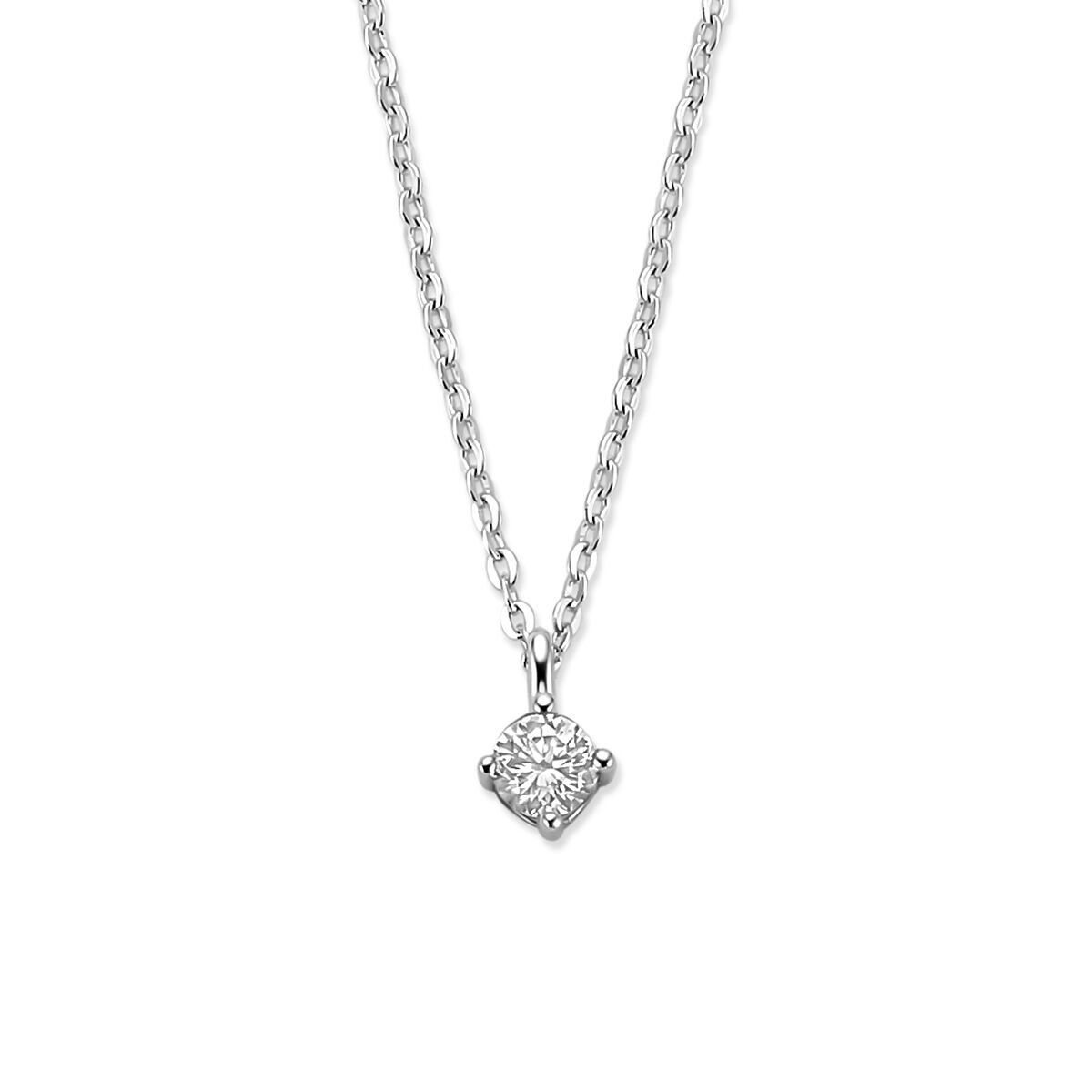 Fantasy Collection Collier zirkonia 42 + 3 cm zilver gerhodineerd