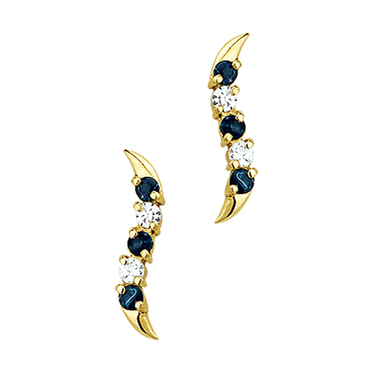 Fantasy Collection Oorbellen saffier en zirkonia 14K geelgoud