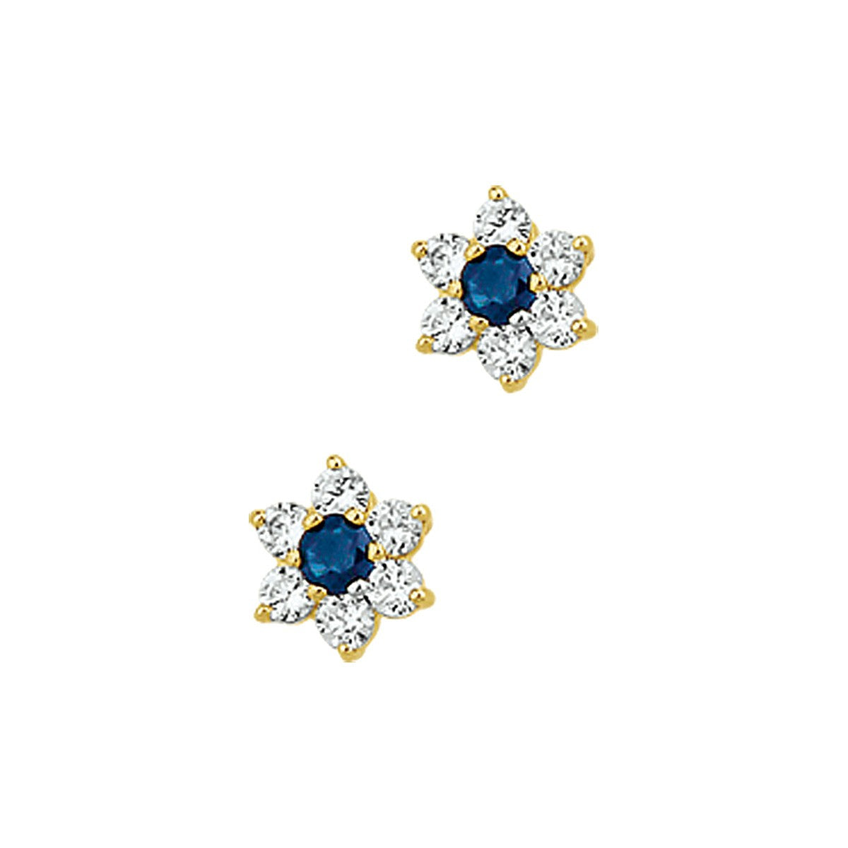 Fantasy Collection Oorbellen saffier en zirkonia halo 14K geelgoud