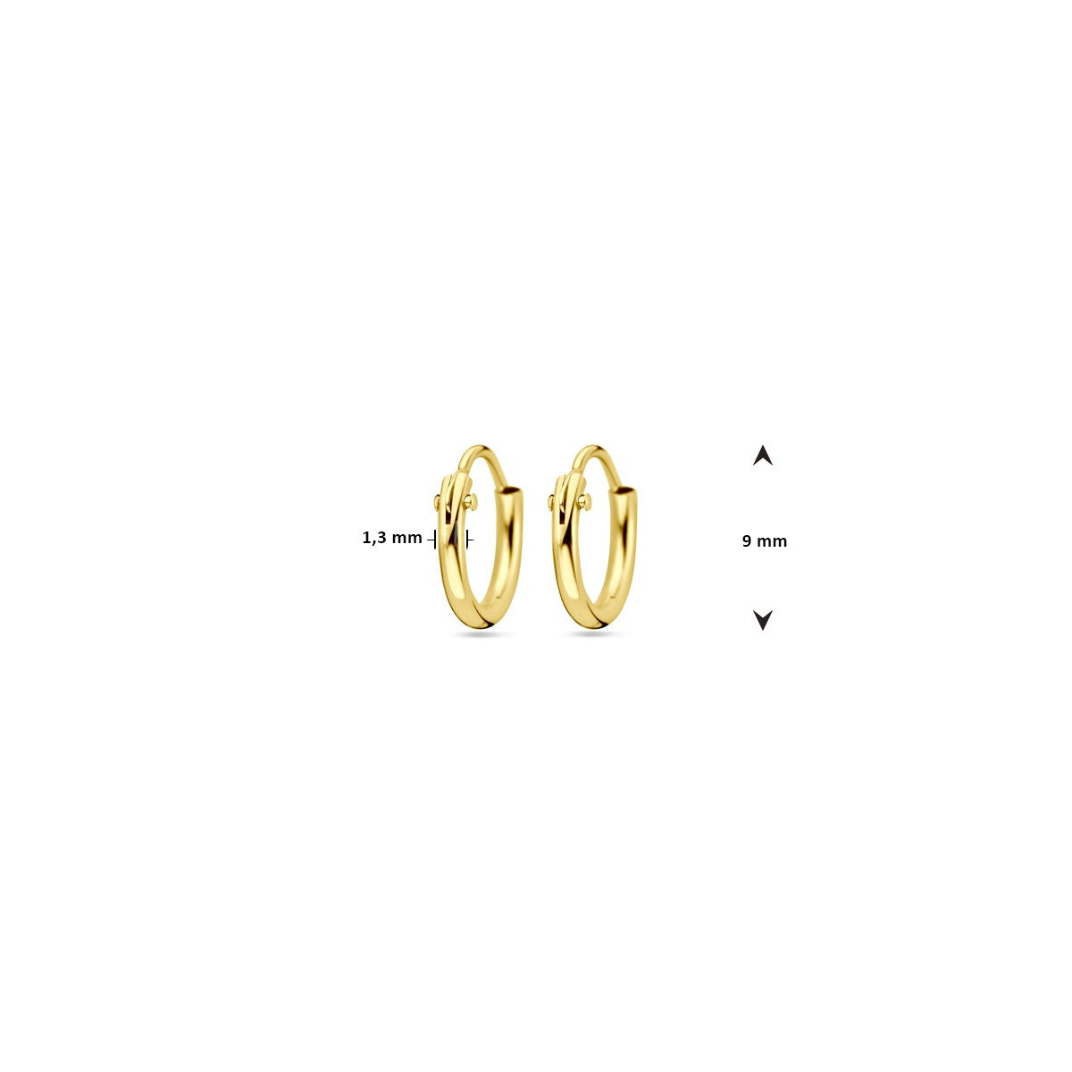 Fantasy Collection Oorbellen 1,3 mm ronde buis 14K geelgoud