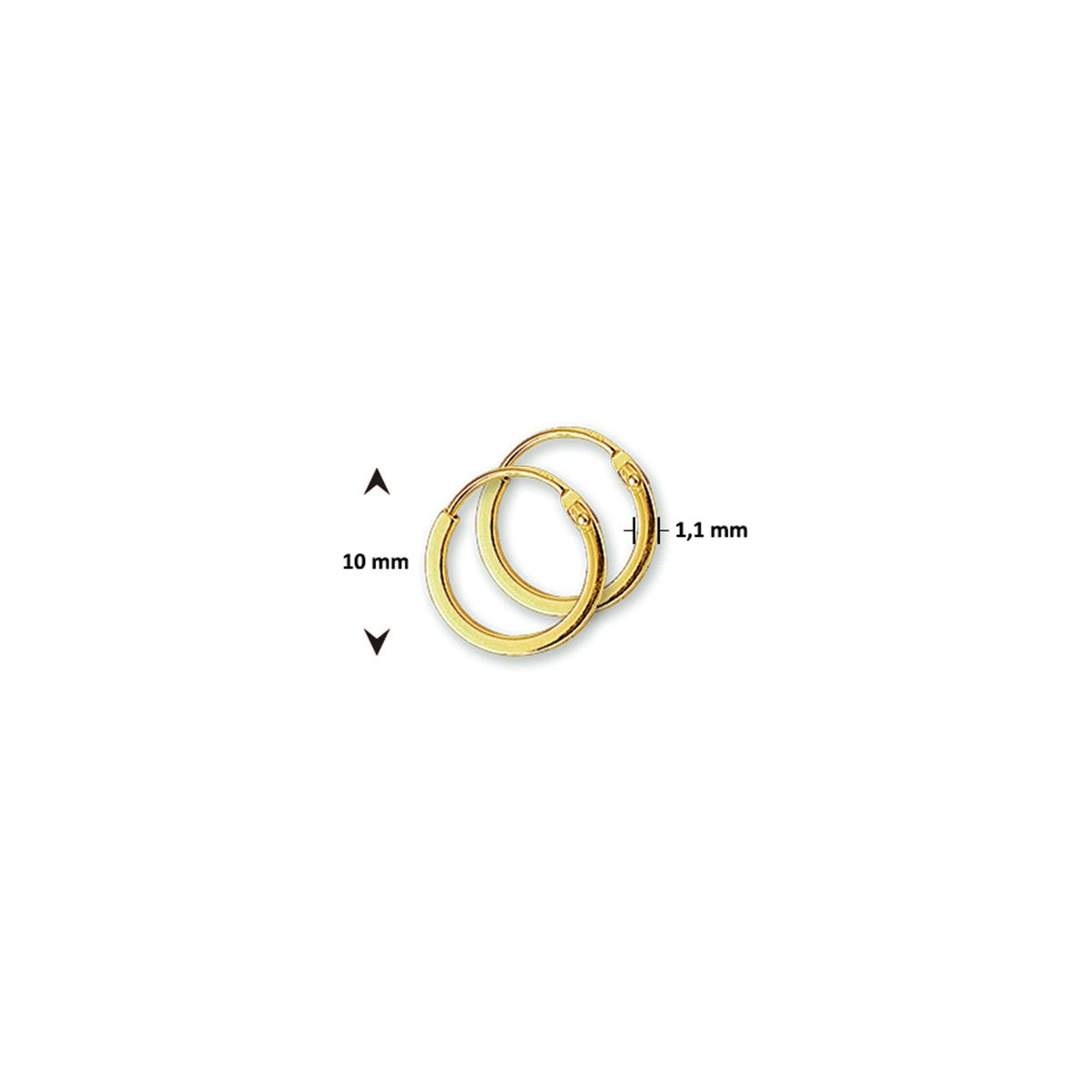 Fantasy Collection Oorbellen 1,1 mm vierkant 14K geelgoud