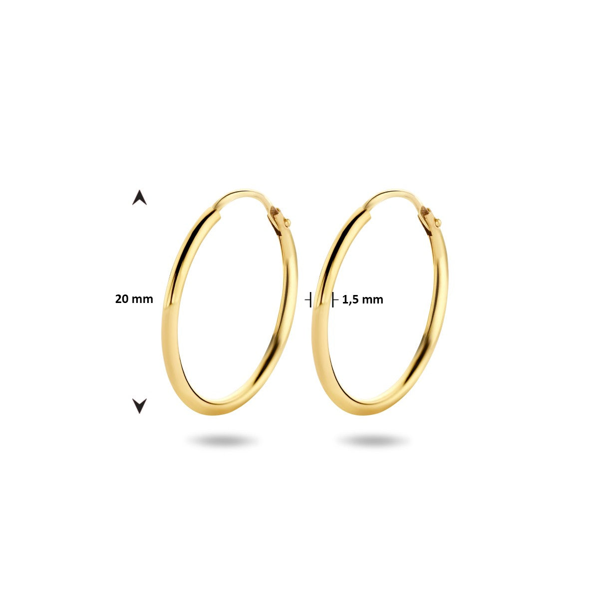 Fantasy Collection Oorbellen 1,5 mm ronde buis 14K geelgoud