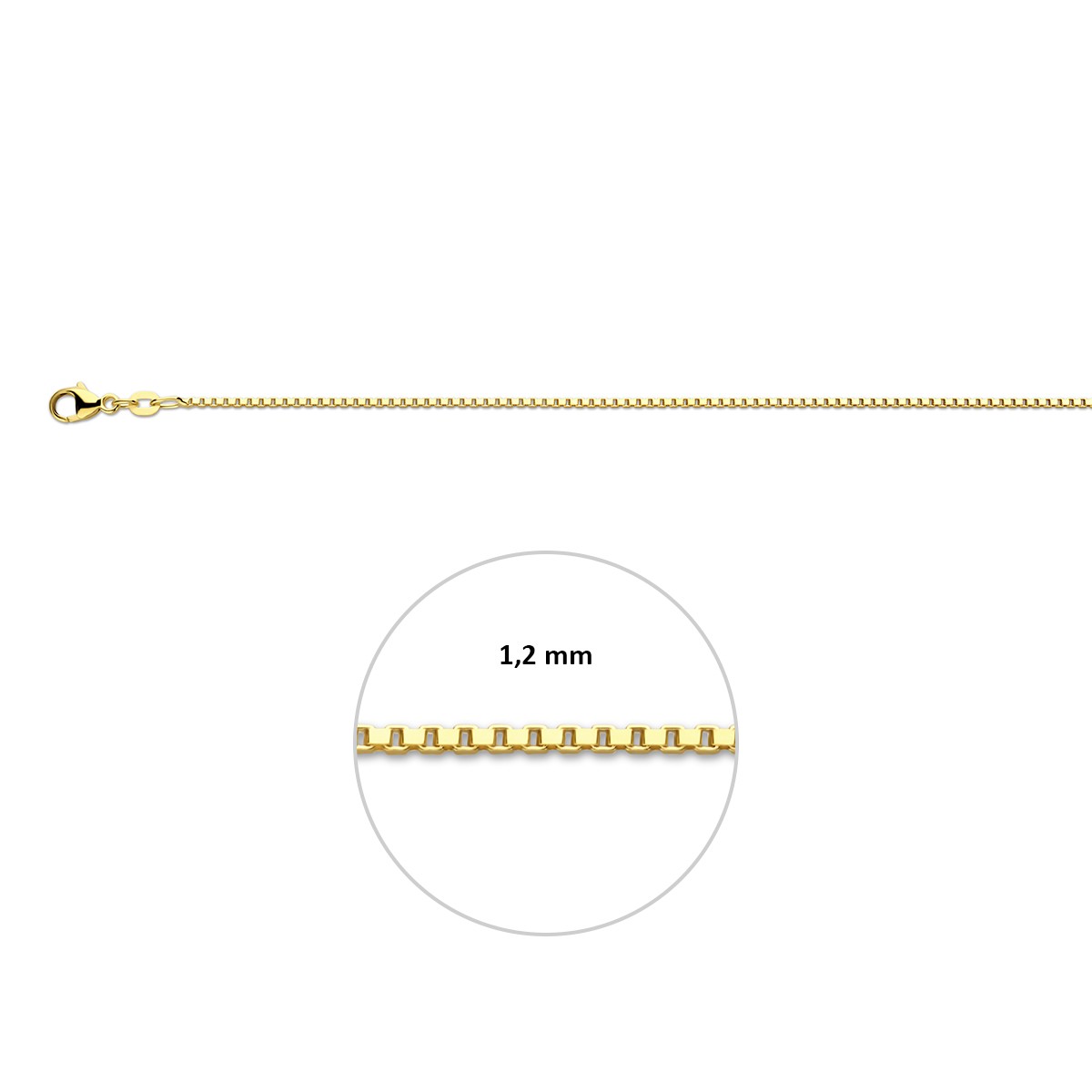 Collier venetiaans 1,2 mm 14K geelgoud