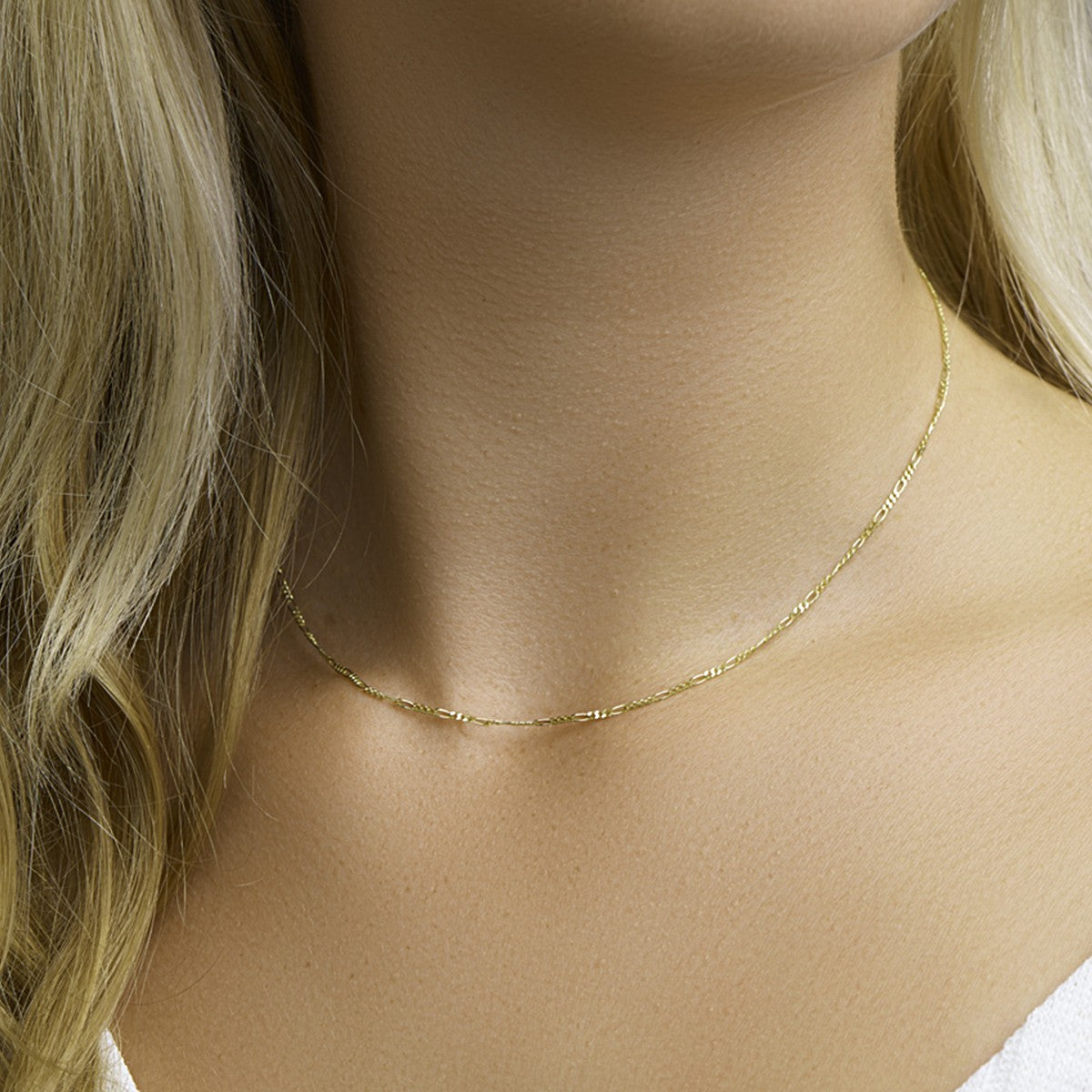 Fantasy Collection Collier figaro 1,5 mm 14K geelgoud