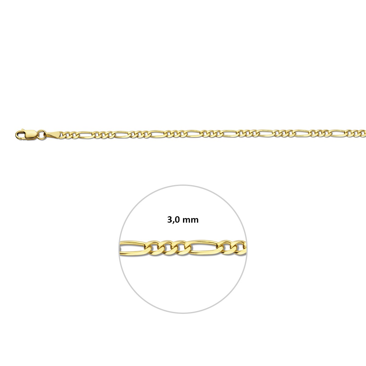 Collier figaro 3,0 mm 14K geelgoud