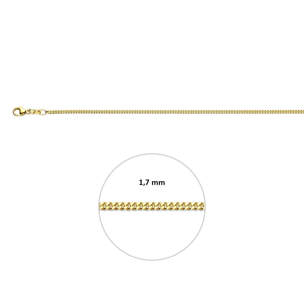 Collier gourmette 1,7 mm 14K geelgoud