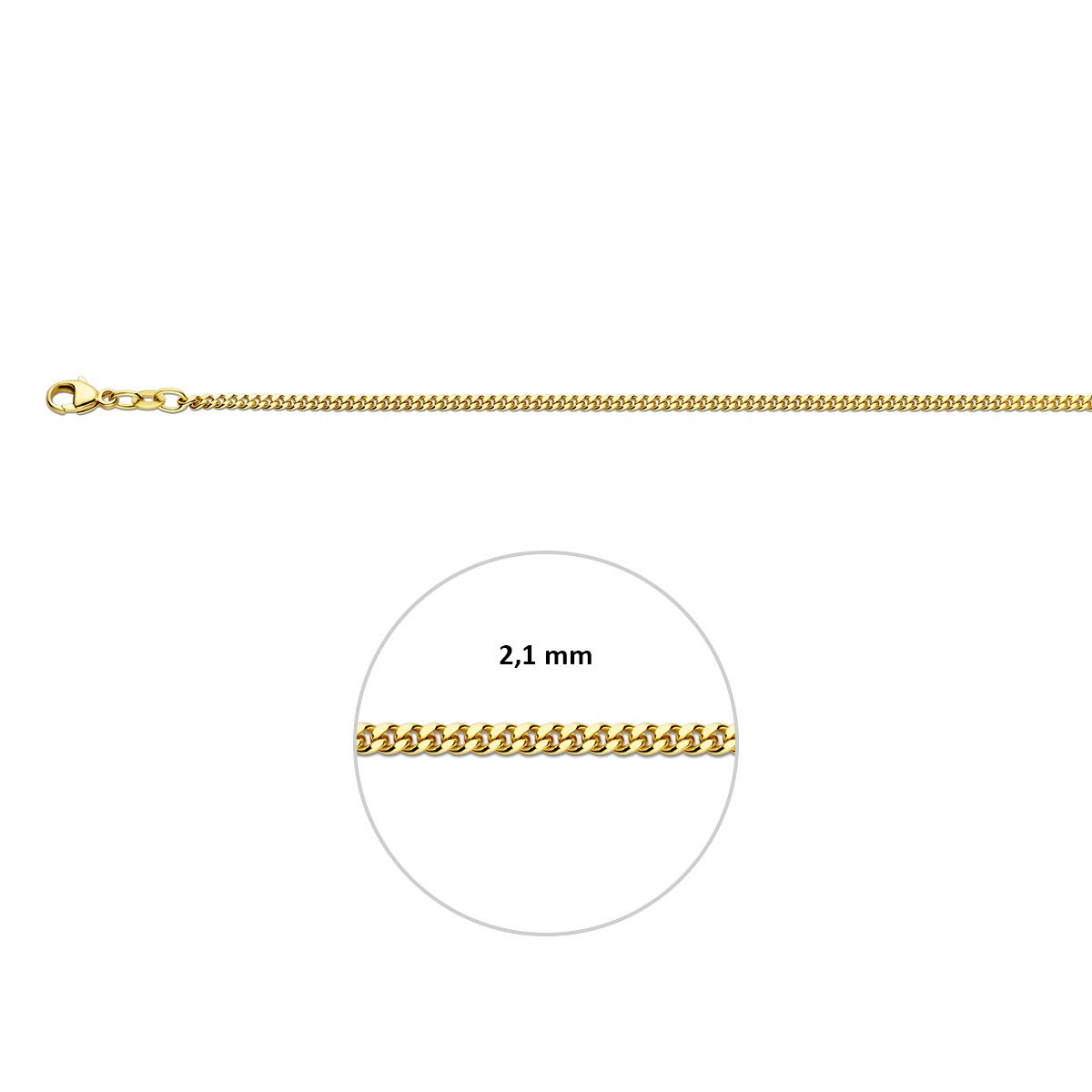 Collier gourmette 2,1 mm 14K geelgoud