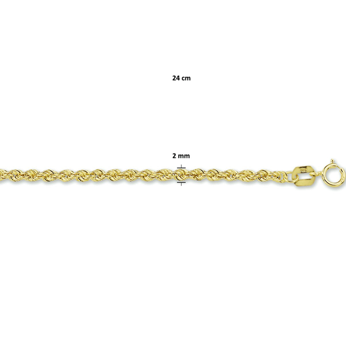 Fantasy Collection Enkelbandje koord 2,1 mm 14K geelgoud