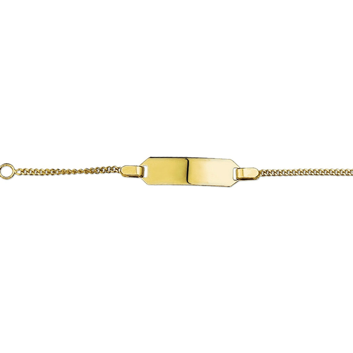 Fantasy Collection Graveerarmband gourmette 4 zijdes geslepen plaat 5 mm 14K geelgoud