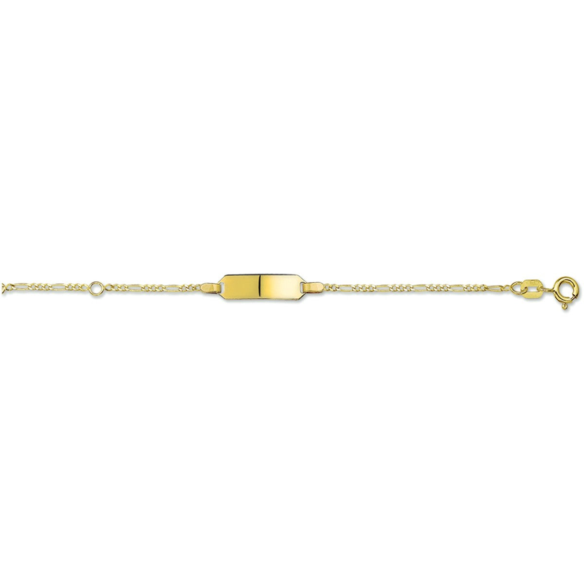 14 K geelgouden graveerarmband figaro plaat 5 mm 4005026 - PansiteNederland.nl