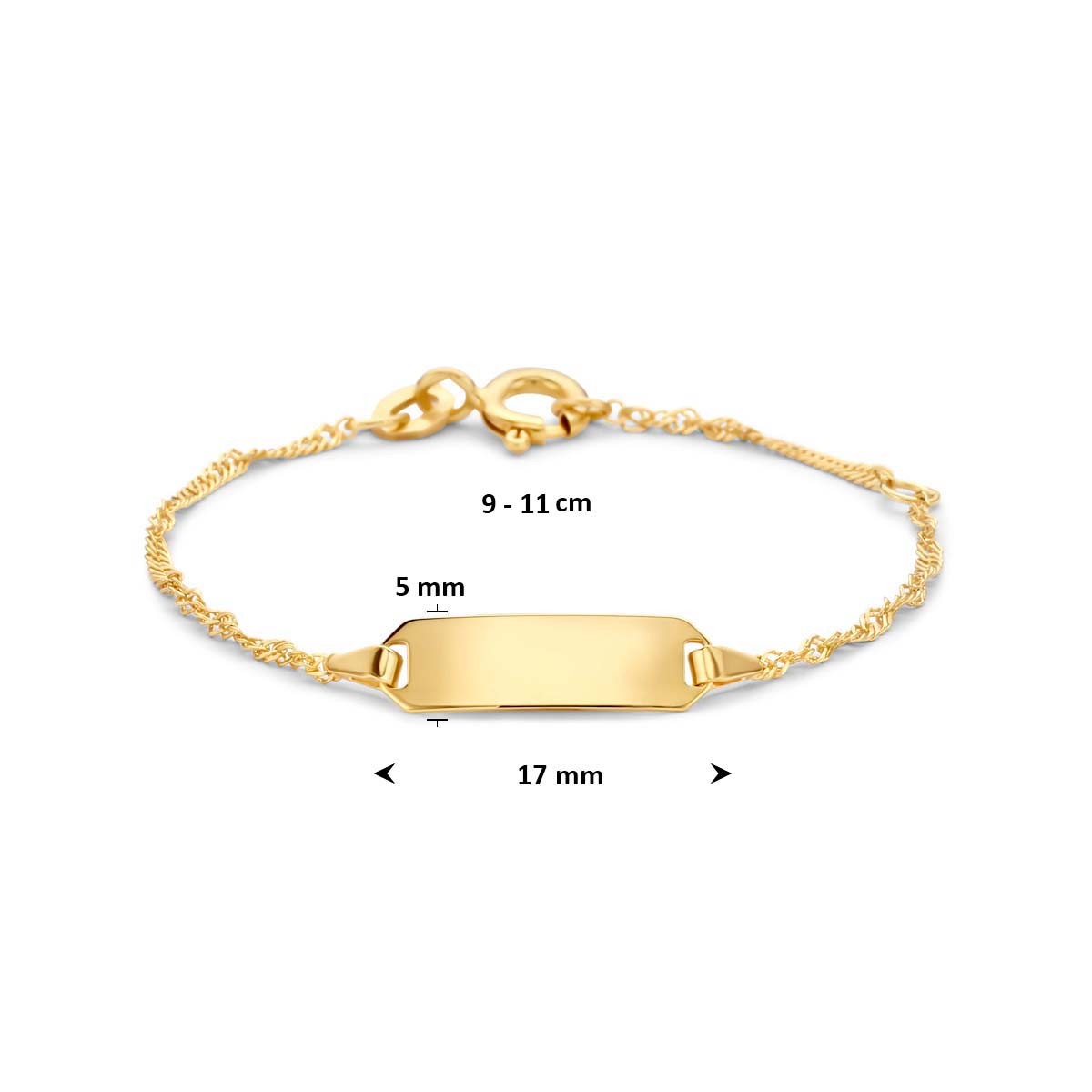 Graveerarmband singapore plaat 5 mm 14K geelgoud