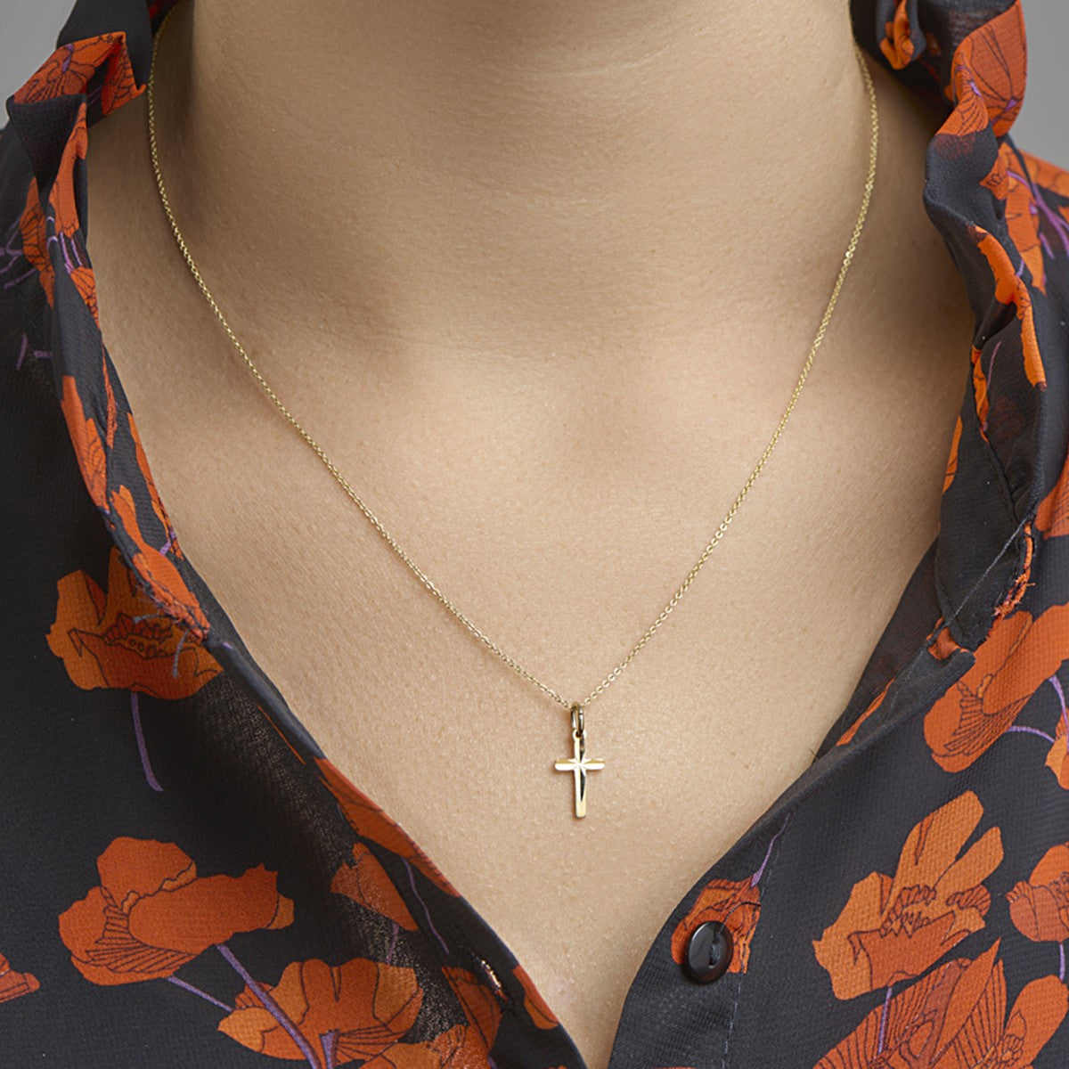 Fantasy Collection Hanger kruis mat gediamanteerd 14K geelgoud