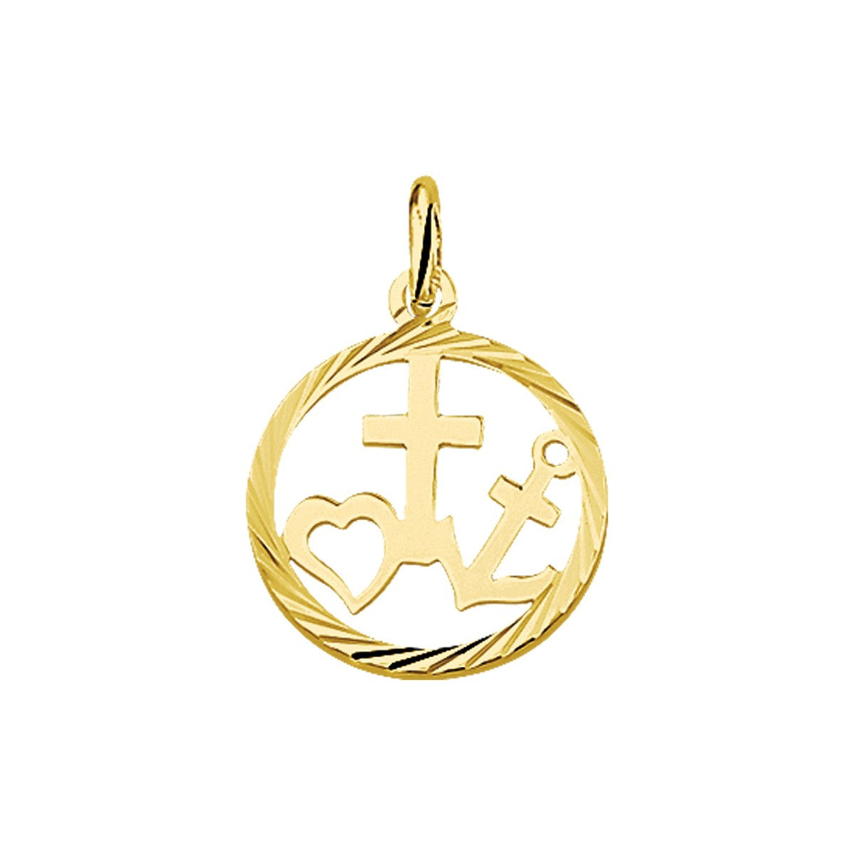 Fantasy Collection Hanger geloof, hoop en liefde gediamanteerd 14K geelgoud