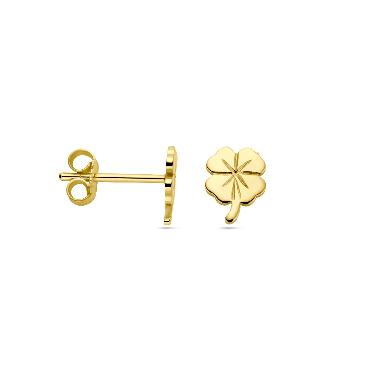 Fantasy Collection Oorbellen klavertje 7,5 mm 14K geelgoud