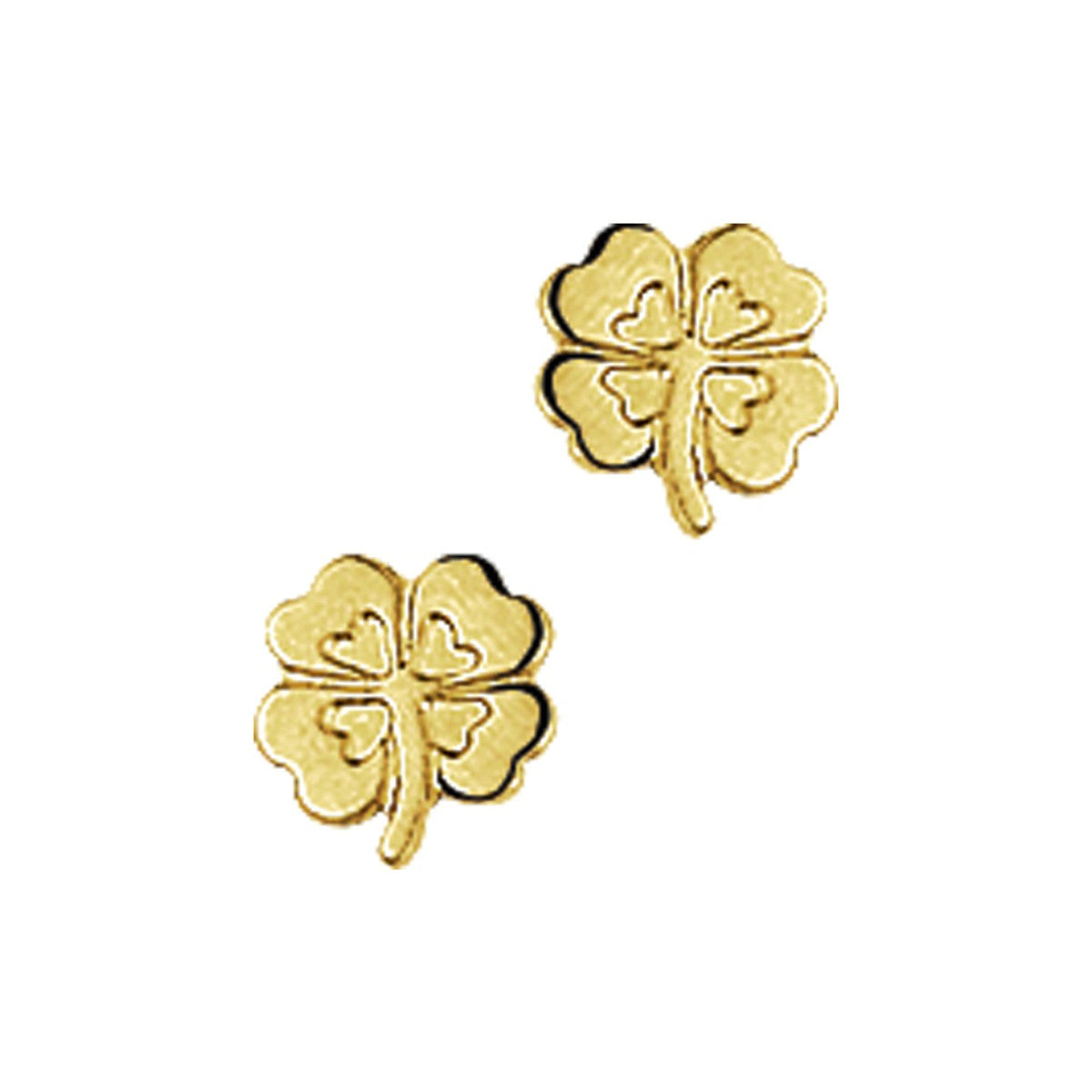 Fantasy Collection Oorbellen klavertje poli/mat 14K geelgoud