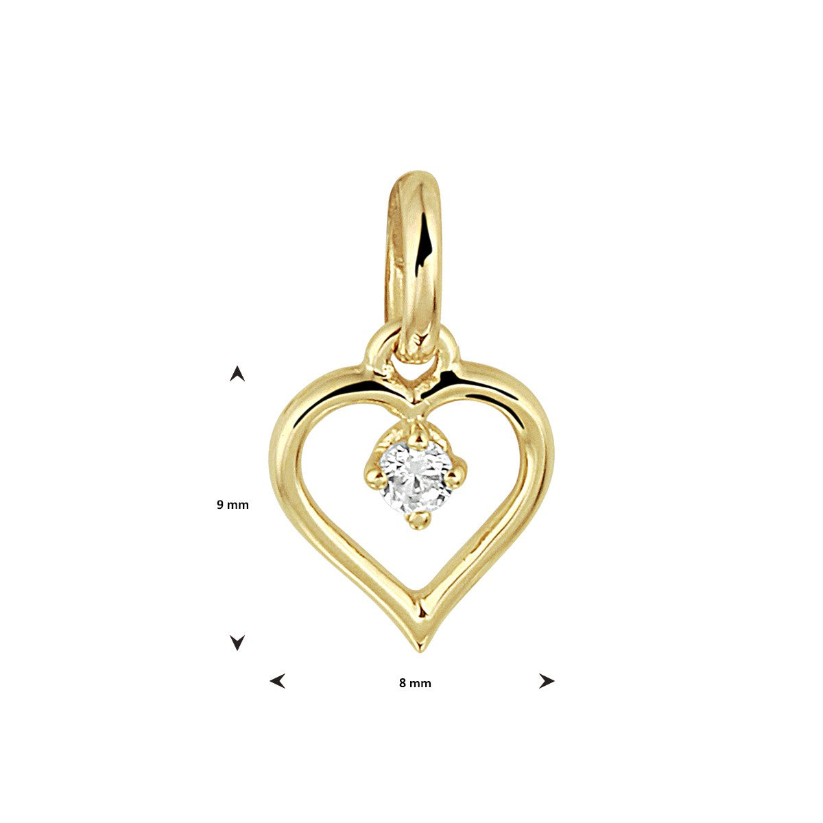Fantasy Collection Hanger hart zirkonia 14K geelgoud