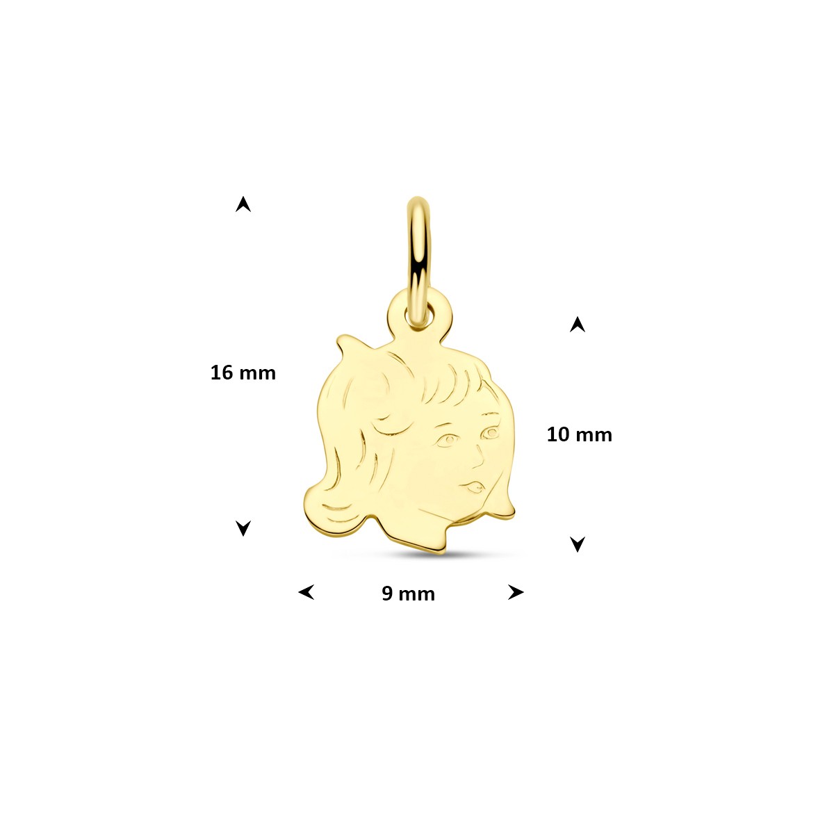 Hanger meisje 10 mm 14K geelgoud