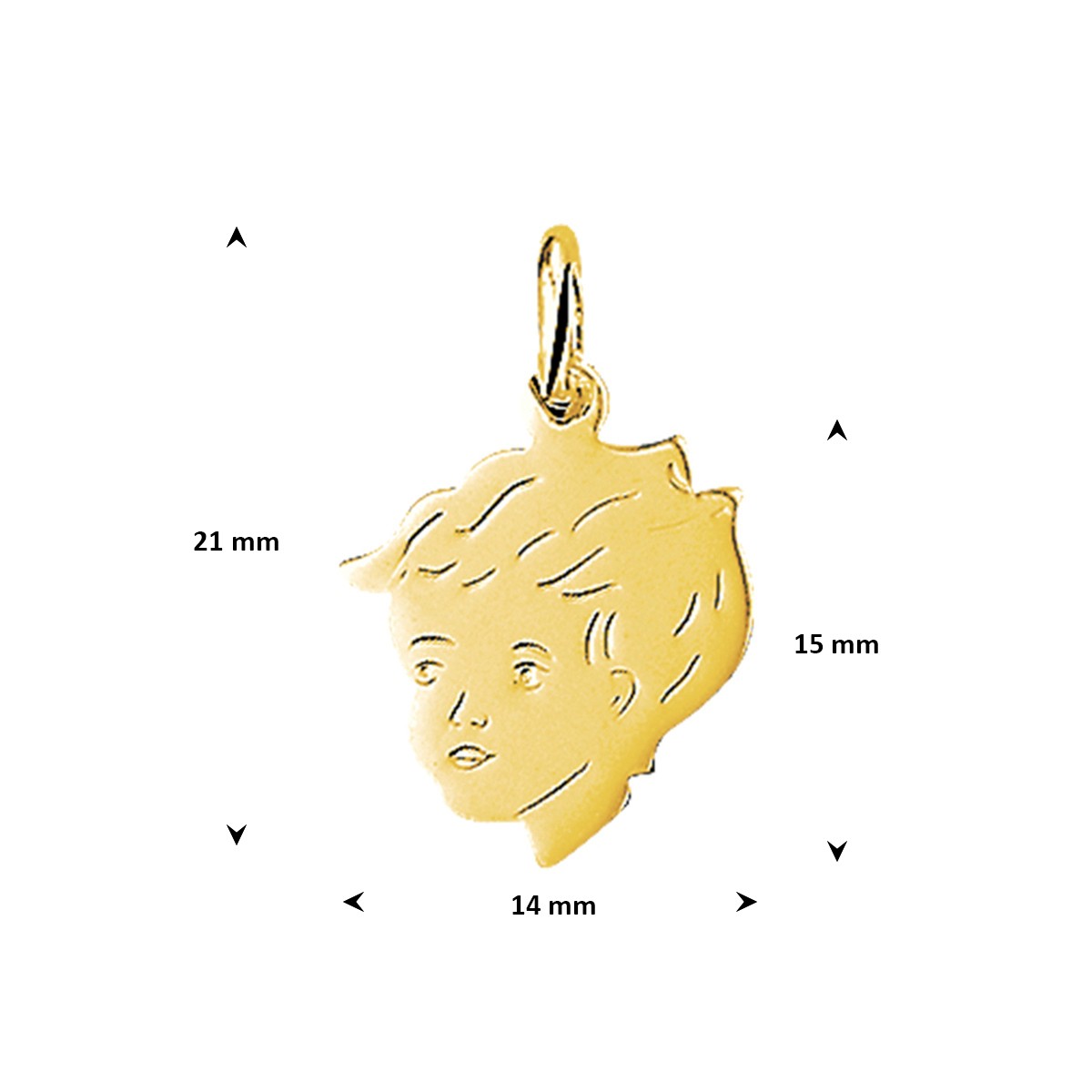 Hanger jongen 15 mm 14K geelgoud