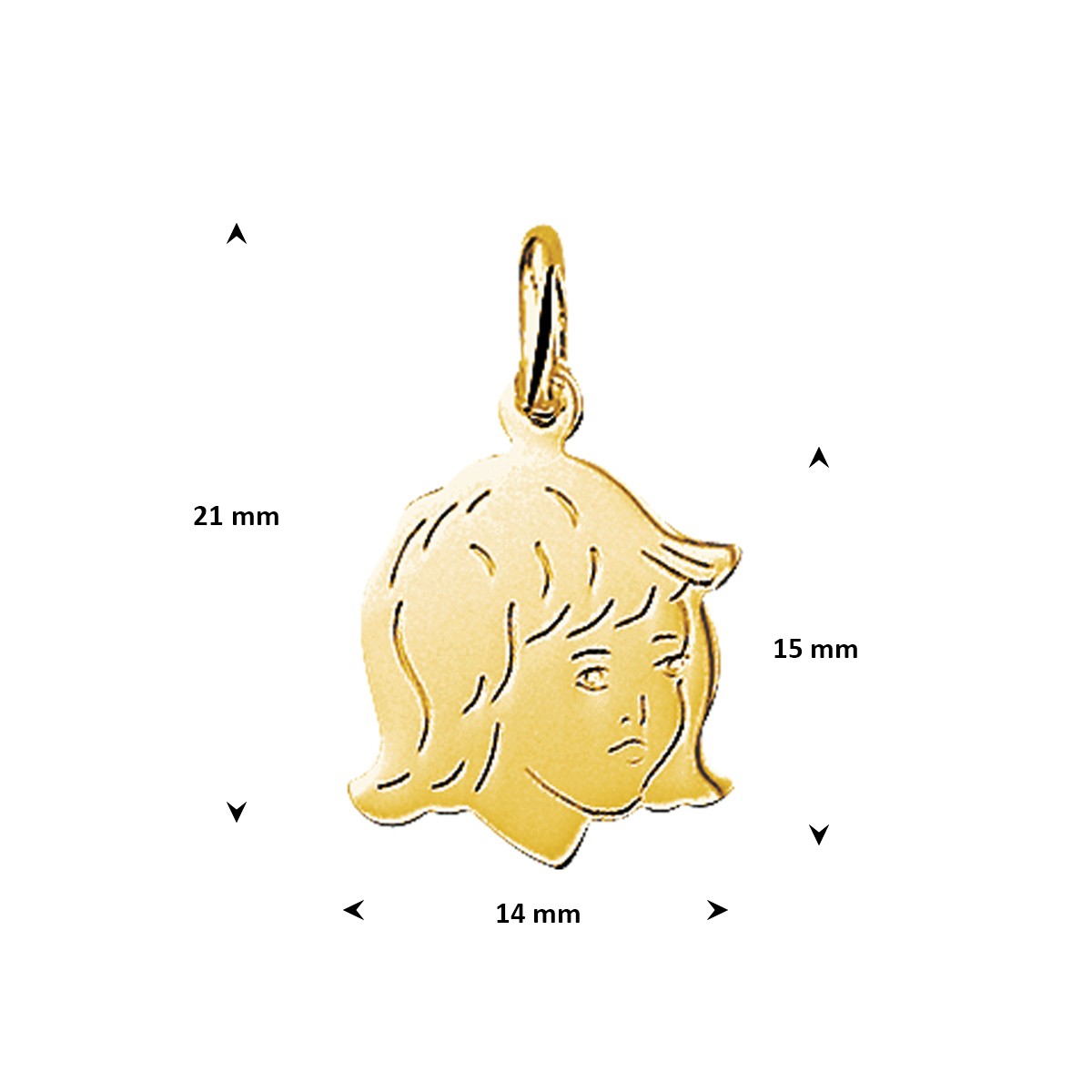 Hanger meisje 15 mm 14K geelgoud