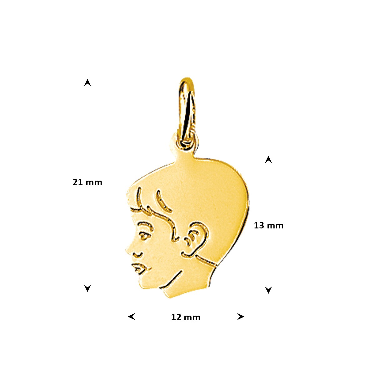 Hanger jongen 13 mm 14K geelgoud