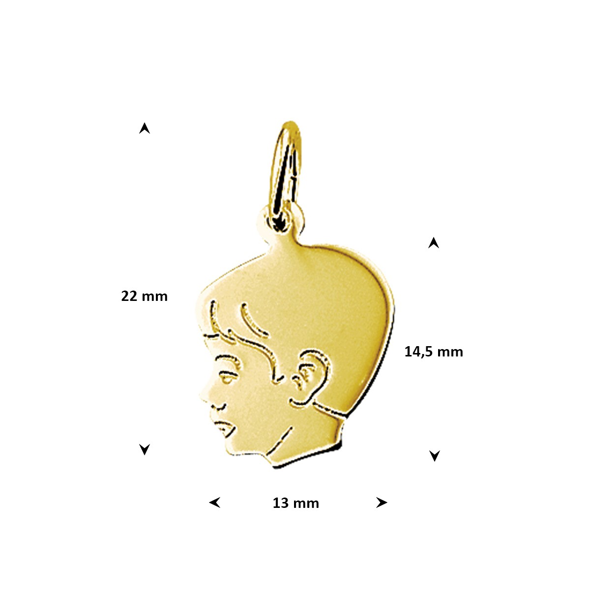 Hanger jongen 14,5 mm 14K geelgoud