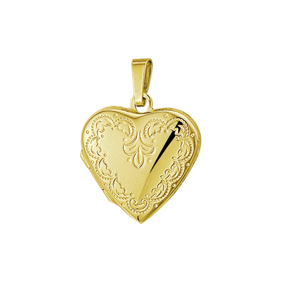Fantasy Collection Medaillon hart gravure 20 mm 14K geelgoud hanger