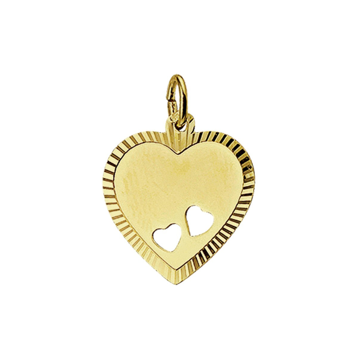 Fantasy Collection Graveerhartje mat gediamanteerd 14K geelgoud hanger