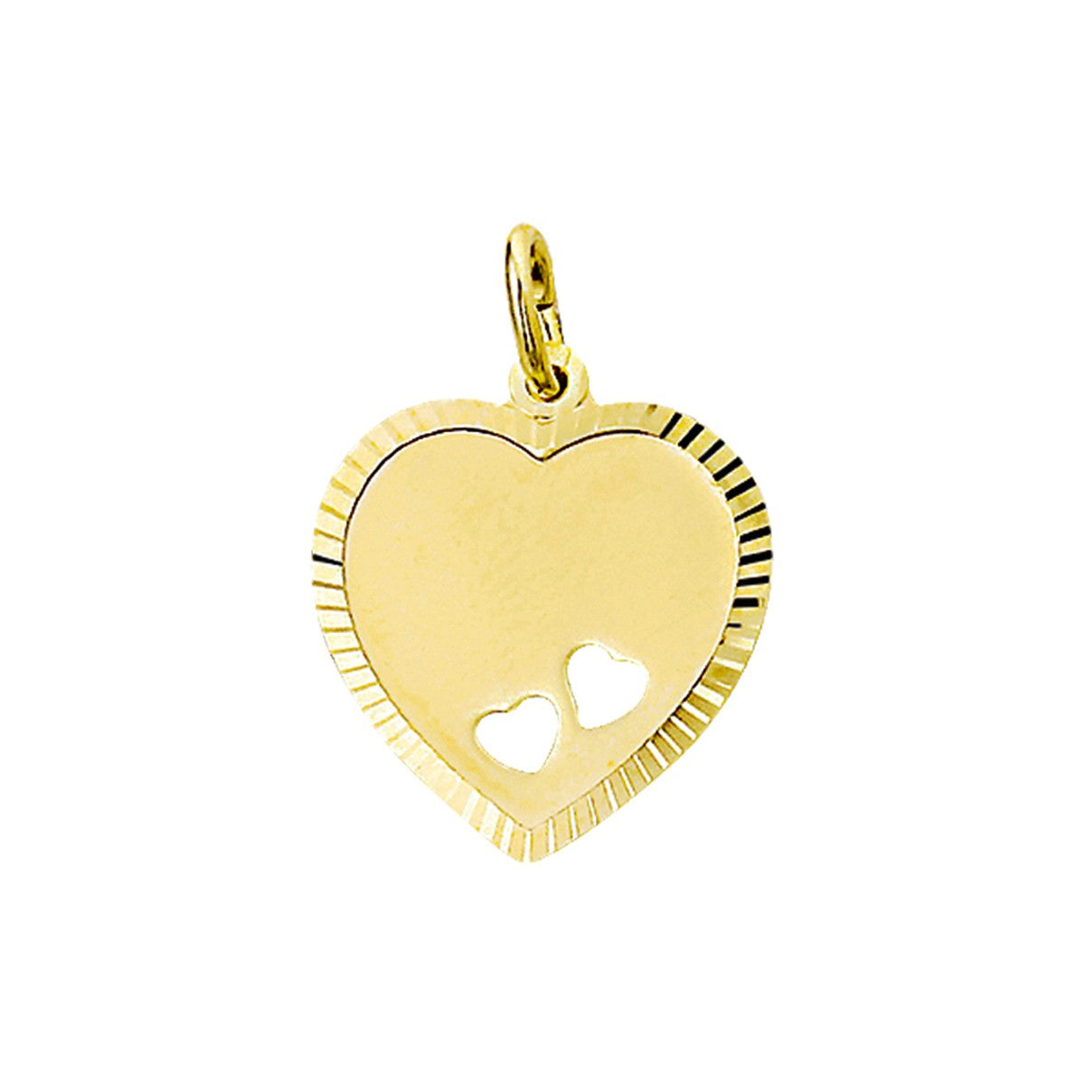 Fantasy Collection Graveerhartje mat gediamanteerd 14K geelgoud hanger